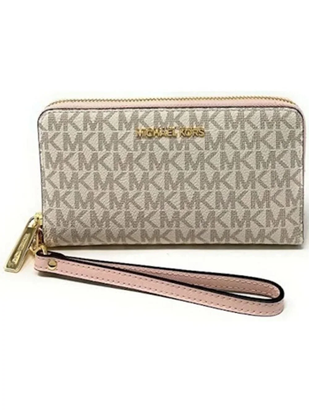 NWT Michael Kors Jet Set Signature Logo Smartphone Wristlet – Powder Blush Multi